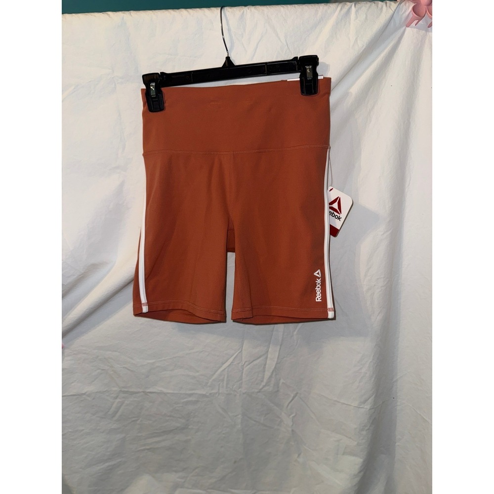 Reebok Women Bike Shorts Aragon Burnt Orange High Waisted Fitted REW234SH01023 S